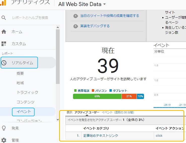 アナリティクスのクリック計測が動いてるかチェックする方法