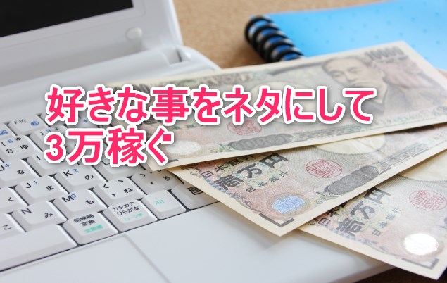 好きな事をネタにして3万稼ぐ
